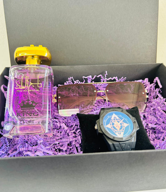 Men luxury perfume,watch and sunglasses gift set