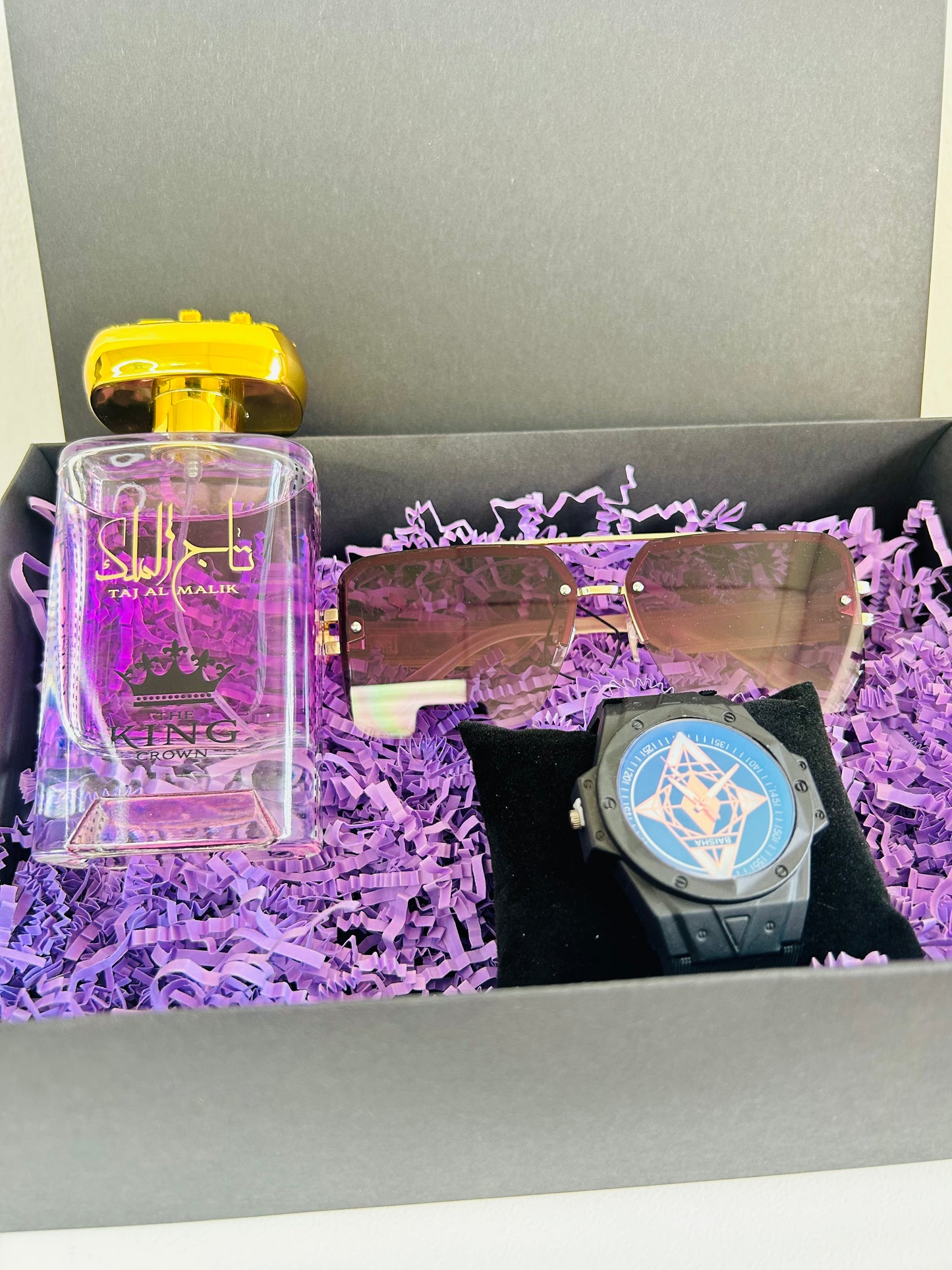 Men luxury perfume,watch and sunglasses gift set